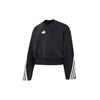 Gestreiftes Locker geschnittenes Rundhals-Langarm-Sweatshirt Damen Oberteile Schwarz IB8494