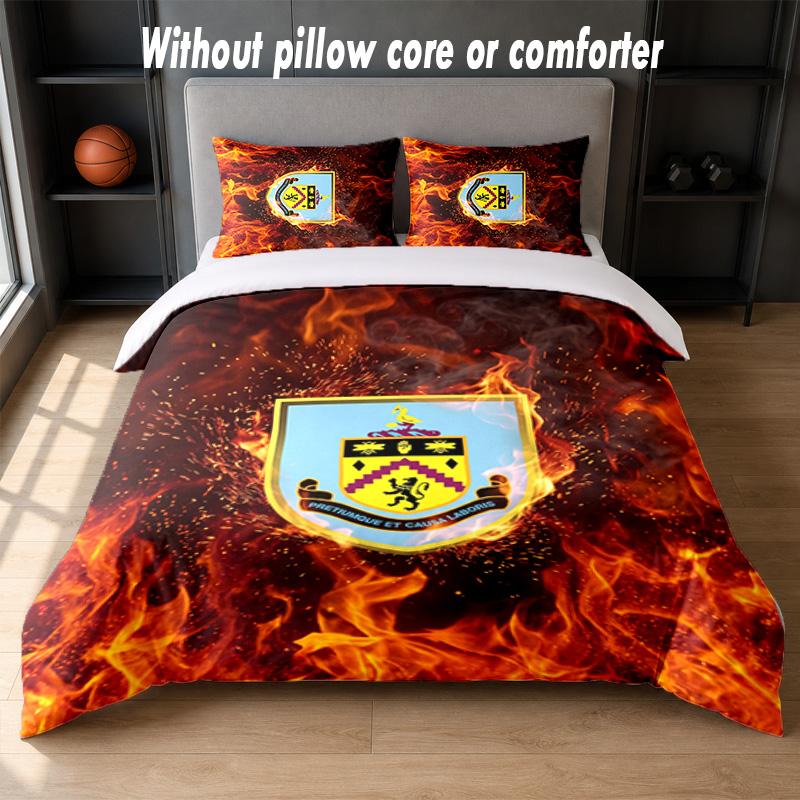 Set Biancheria da Letto Design Calcio Burnley 1 Copripiumino + 2 Federe Morbido Traspirante Biancheria da Letto per la Casa