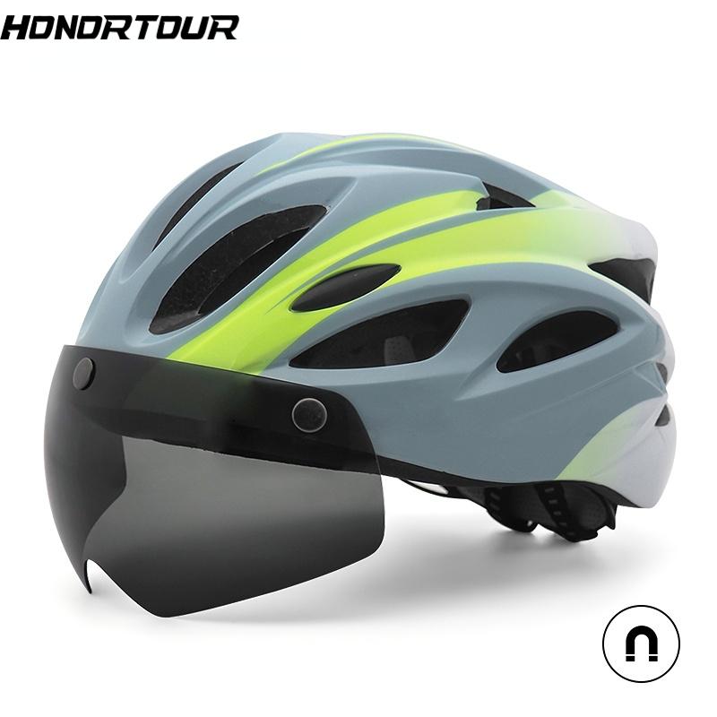 

Сверхлегкий велосипедный шлем с магнитными очками для мужчин и женщин, горный, дорожный, взрослый шлем для езды с задним фонарем L(58-62cm)