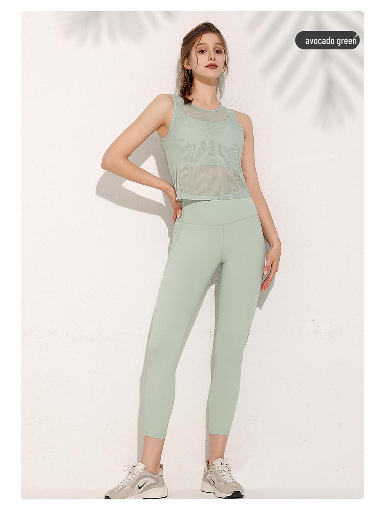 Damska szybkoschnąca siateczkowa kamizelka do jogi - Bez rękawów, oddychająca, lekka narzutka