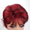 Parrucche Sintetiche con Frangia per Donna Capelli Corti Naturali Mossi Ricci Rosso Vino Parrucca Quotidiana da Festa Cosplay Parrucca Femminile in Fibra ad Alta Temperatura