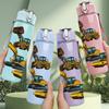 1PC Excavator Construction Machine Pattern 750ml Color Plastic Sports Water Bottle Leakproof Flip Straw Lid Suitable for Sports Office Home Use