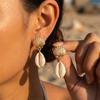 Boho Ocean Style Starfish Shell Pendant Earrings for Women Summer Seaside Conch Scallop Pearl Earring Beach Party Charm Jewelry