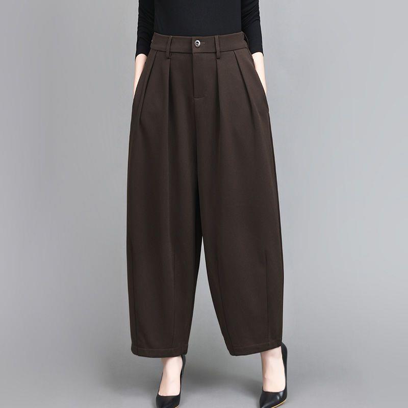 Women's Retro High Waist Elastic Lantern Pants - Temperament Slimming Casual Dad Trousers