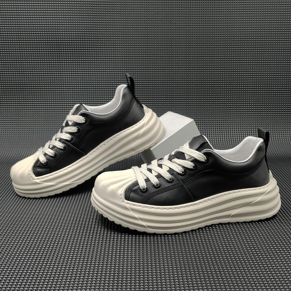 Boys' First-layer Cowhide Platform Running Shoes Board Shoes Men's Trendy Shoes European Station Men's Shoes Shell Head Men's Casual Shoes