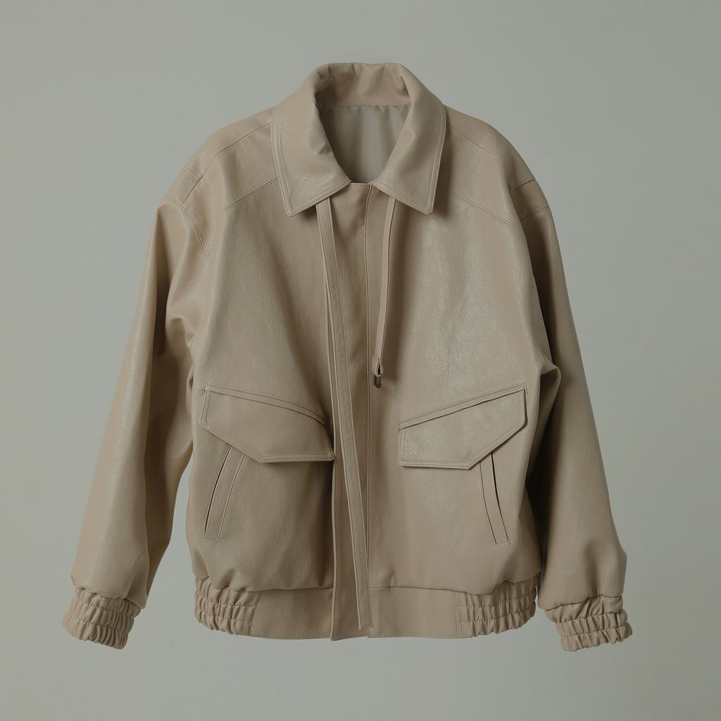 Nayro Belted Leather Blouson Cream