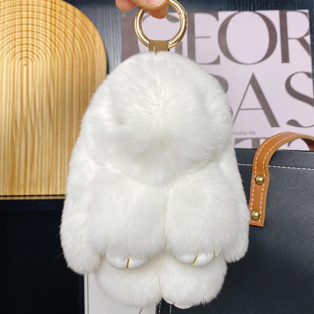 Mini Rex Rabbit Fur Pom Pom Keychain Bag Charm Keyring