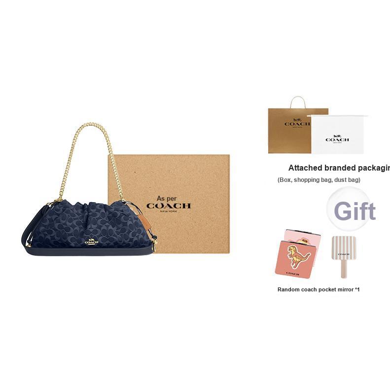 Coach Faye 38 Classic Monogram Logo Drawstring Closure Detachable Shoulder Strap Denim Tote Bag Large Women Tote Bag Indigo CDB97-IMTYV