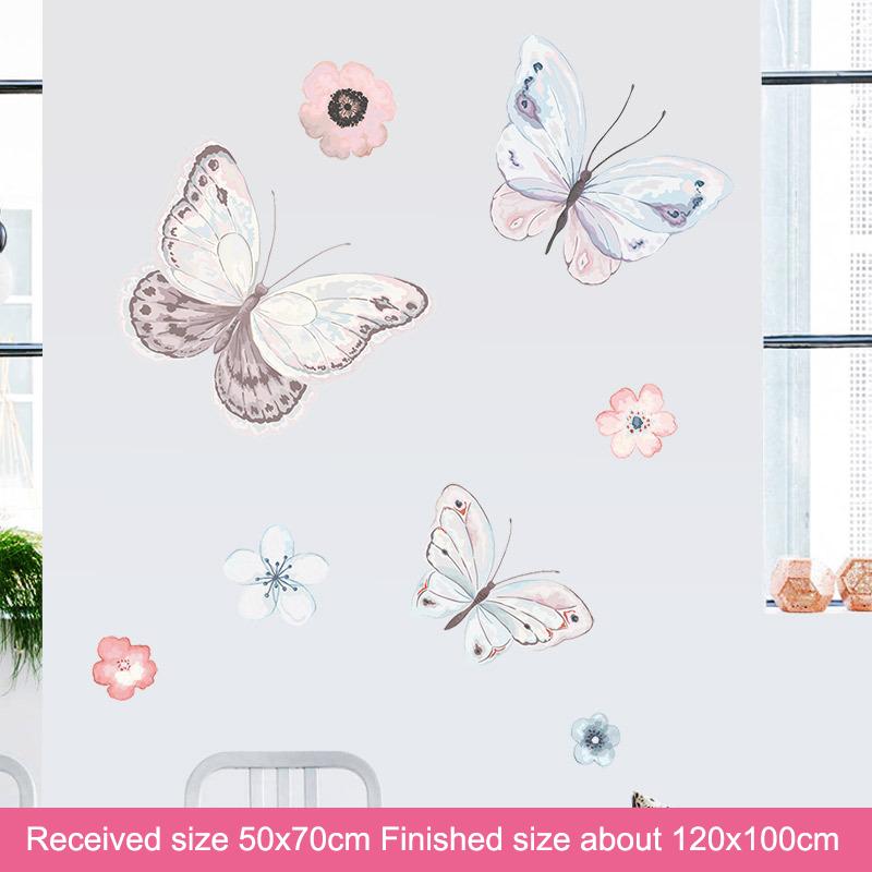 Vodotěsná samolepka na zeď s motýlky z okvětních lístků květin, samolepicí, odnímatelná, pro ložnici, obývací pokoj, domácí dekoraci, severský styl