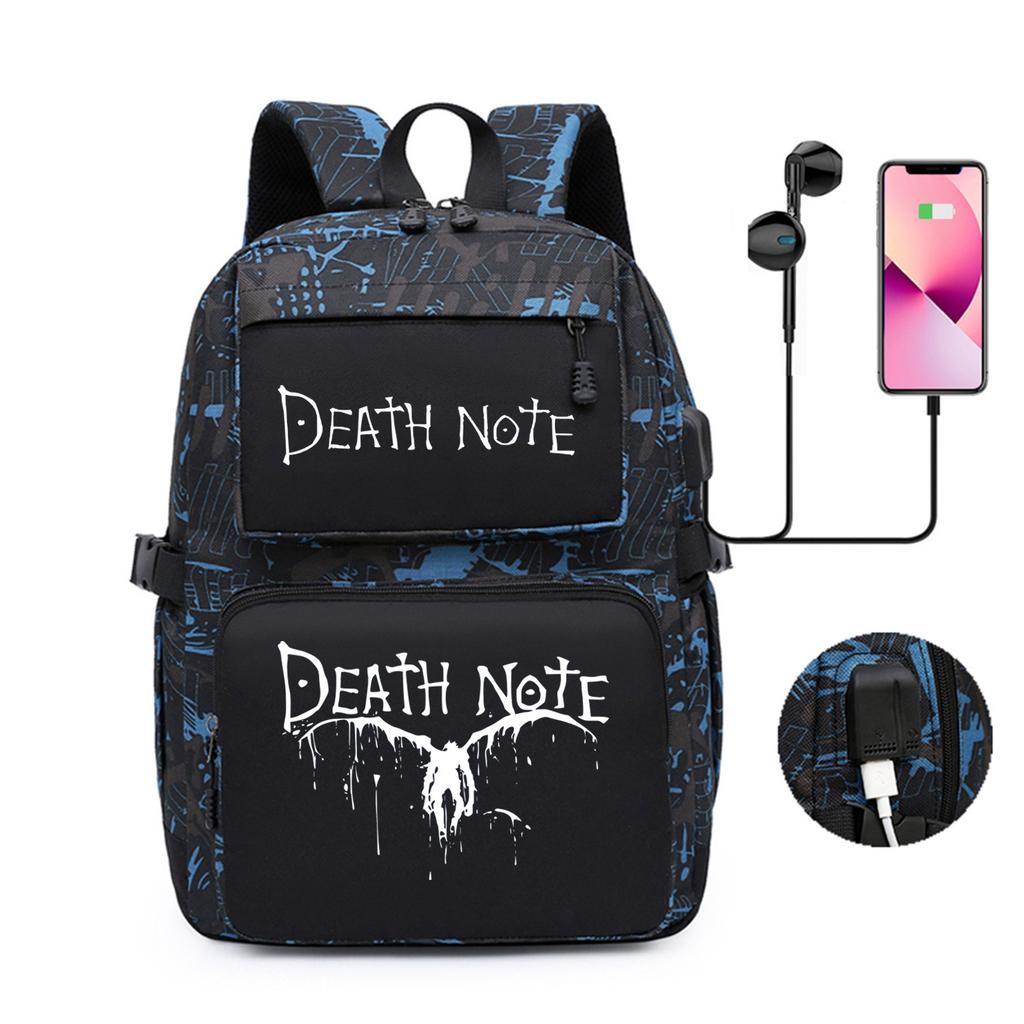 Riman Death Note Peripheral Backpack, Youth Student Schoolbag, Large-Capacity Outdoor Travel Backpack