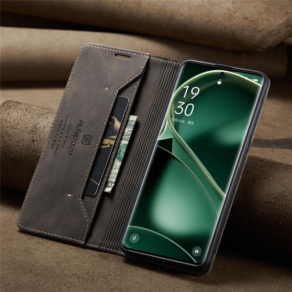 Luxury Genuine Leather Magnetic Wallet Flip Case for OPPO Find X6 Pro Card Slot Stand Shockproof Foldable Holder Full Protection Cover
