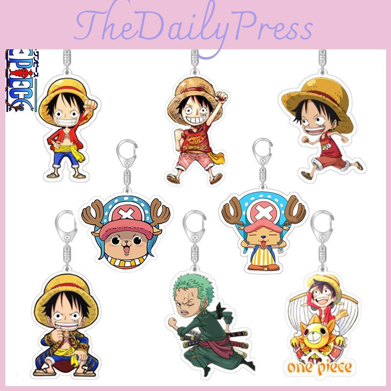 ون بيس لوفي زورو روبرتو ميدالية مفاتيح حقيبة لعبة قلادة وجهين أكريليك هدية للأطفال
