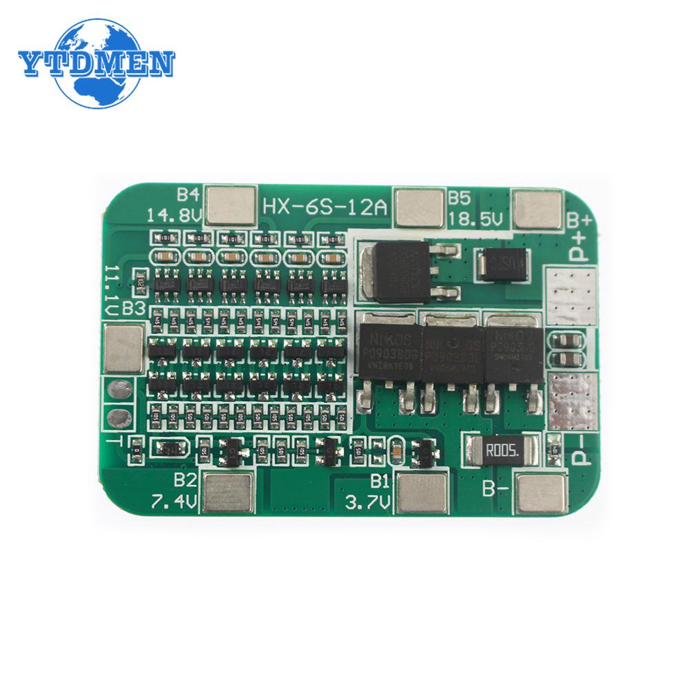 6S 15A 24V PCB BMS Protection Board for 6 Pack 18650 Li-ion Lithium Battery Cell Module