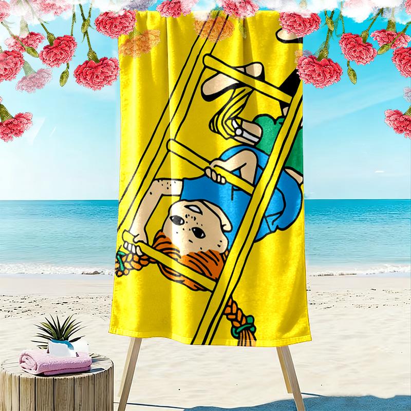 Pippi Longstocking Print Beach Towel, Large Soft Quick Dry Towel for Beach Camping Swimming