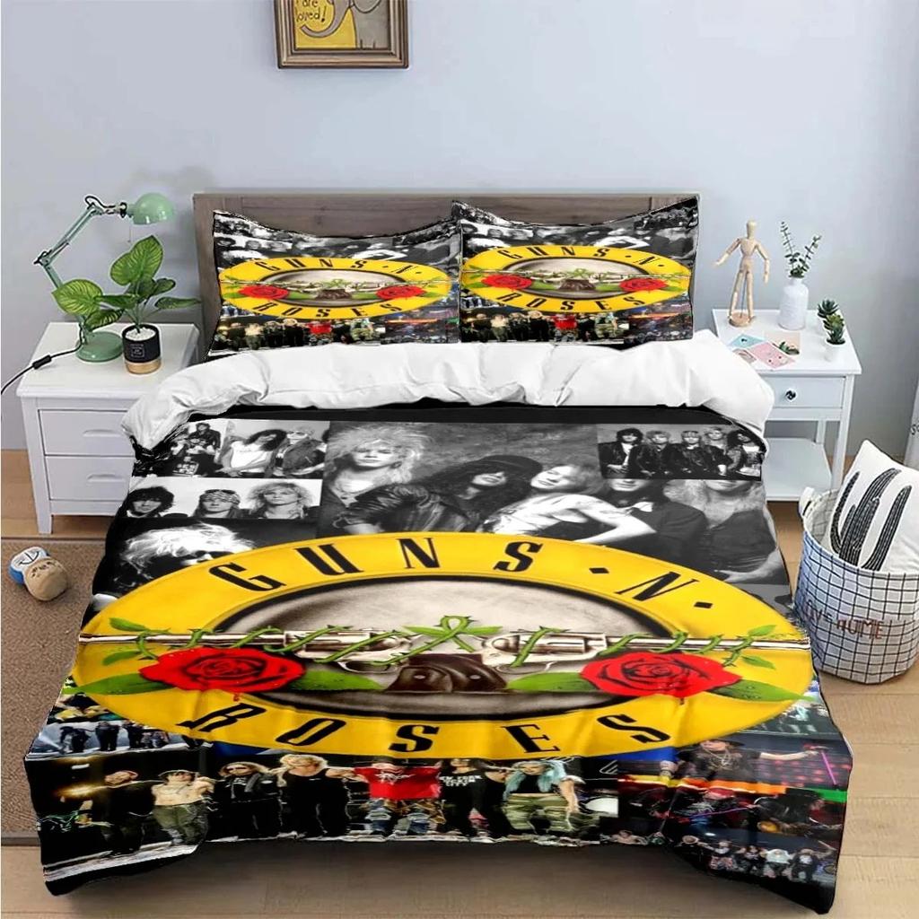 3D Tisk Guns N Roses GNR Kapela Retro Ložní Souprava Chlapci Dívky Twin Queen King Size Povlak na Přikrývku Povlak na Polštář Postel Chlapci Dospělí