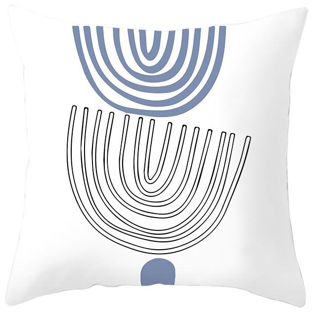 Nordic Blue Purple Abstract Geometric Printing Pattern Cushion Cover Home Living Room Sofa Decoration Square Pillow Pillow Cover