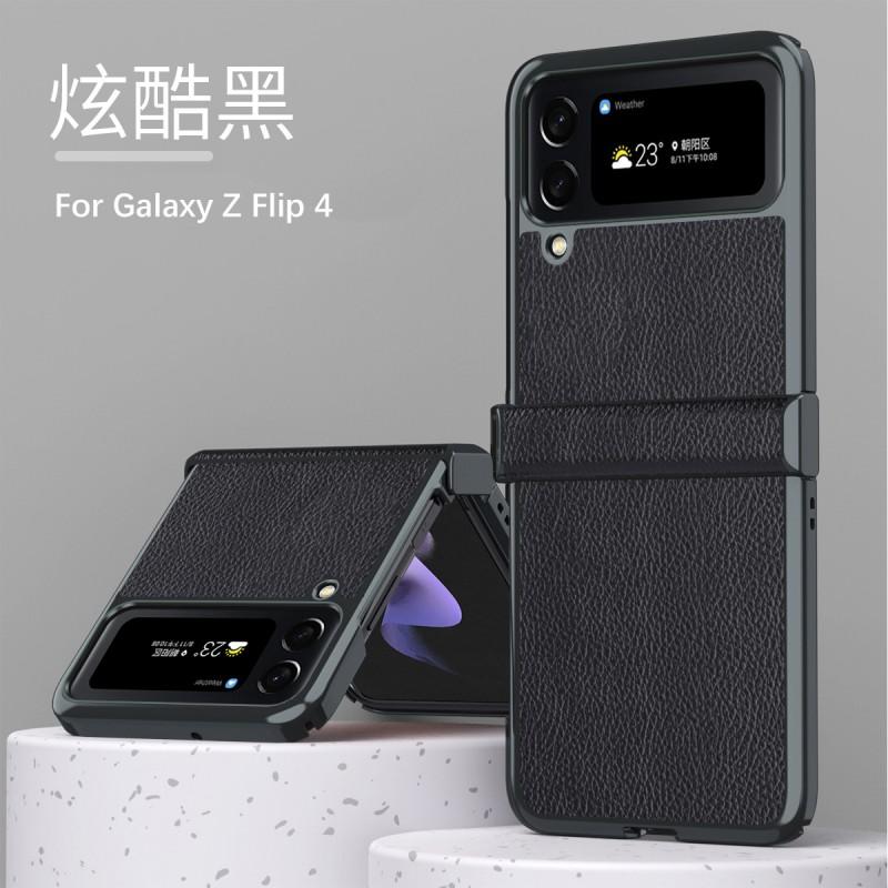 Galaxy Z Flip4 Case Full Coverage Leather PC Cover With Hinge Protection Anti-Scratch Drop Proof Women Men
