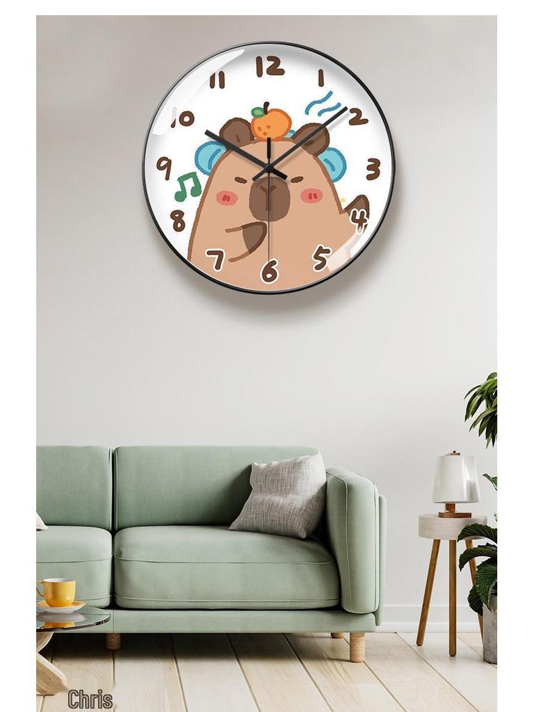 Capybara Cartoon Wall Clock: Cute, Creative, Automatic Time Adjustment for Living Room & Bedroom Decor