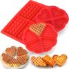 Silicone Waffle Mold Set Rectangle Heart Shaped Waffle Maker Baking Tray Pan Molds Accessories for DIY Cake Candy Chocolate