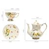 European Coffee Cup and Saucer Teapot Afternoon Tea Cup Lemon Pattern Ceramic Teacup Kettle Dessert Plate Drinking Utensil Gifts