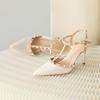 French Nude Pointed Rivets High Heels Women's 2025 New Beautiful Sexy Willow Single Shoes with Sandals
