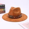 European and American Western Cowboy Hat High-end Flat-brimmed Top Hat Retro Cow Head Suede Fashion Jazz Hat