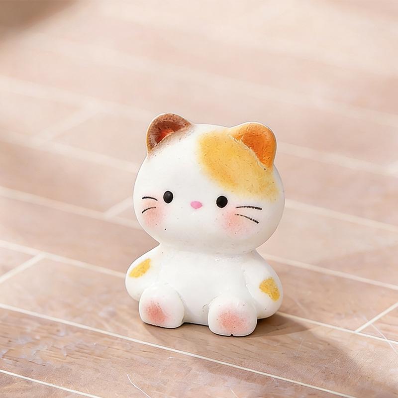 10Pcs Cute Mini Cat Figurines Resin Craft Hand Painted Tiny Kitten Models For Fairy Garden Diy Micro Landscape Decor Accessorie