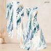 Women Plus Size Two Piece Set Round Neck Sleeveless Tie Waist Flared Dress 3 4 Sleeve Printed Cardigan