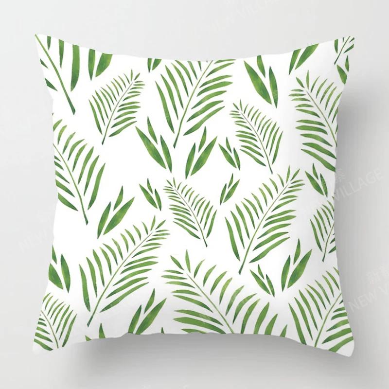 Nordic Fall Home Decor Autumn Throw Pillow Case Sofa Cushion Cover Modern 45X45Cm 45*45 50X50 60X60Cm 40*40Cm Leaf Plant Green