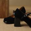 Fashion High Heels Women Chunky Shoes Retro Buckle Heeled Shoes 2025 New Designer Autumn Fashion Pumps Dress Party Zapatillas De Mujer