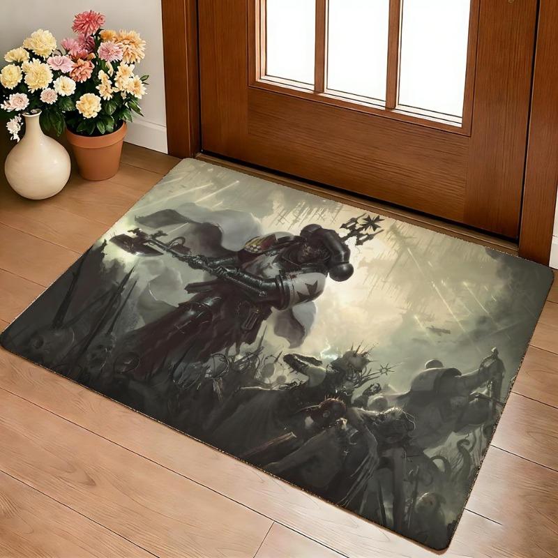 Tappeto da Battaglia Spaziale Sci Fi Stampa Personaggio Gioco Dark Fantasy Antiscivolo Rettangolare Tappetino per Pavimento Stanza dei Giochi Decorazione Casa