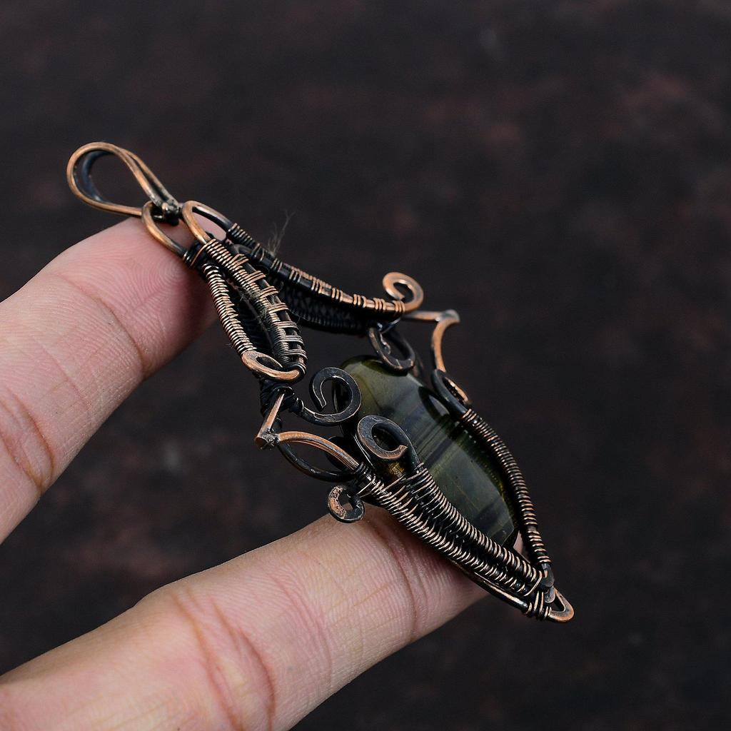 Nellite Gemstone Pendant Copper Wire Wrapped Pendant Handmade Brand New Jewelry Ethnic Style Pendant Nellite Copper Jewelry Pendant For Gift