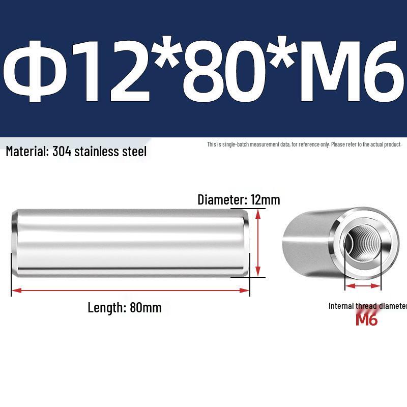 Pin Cilindric din Oțel Inoxidabil 304 cu Filet Interior M4/M6/M8 și Orificiu - Coloană de Suport și Ghidare