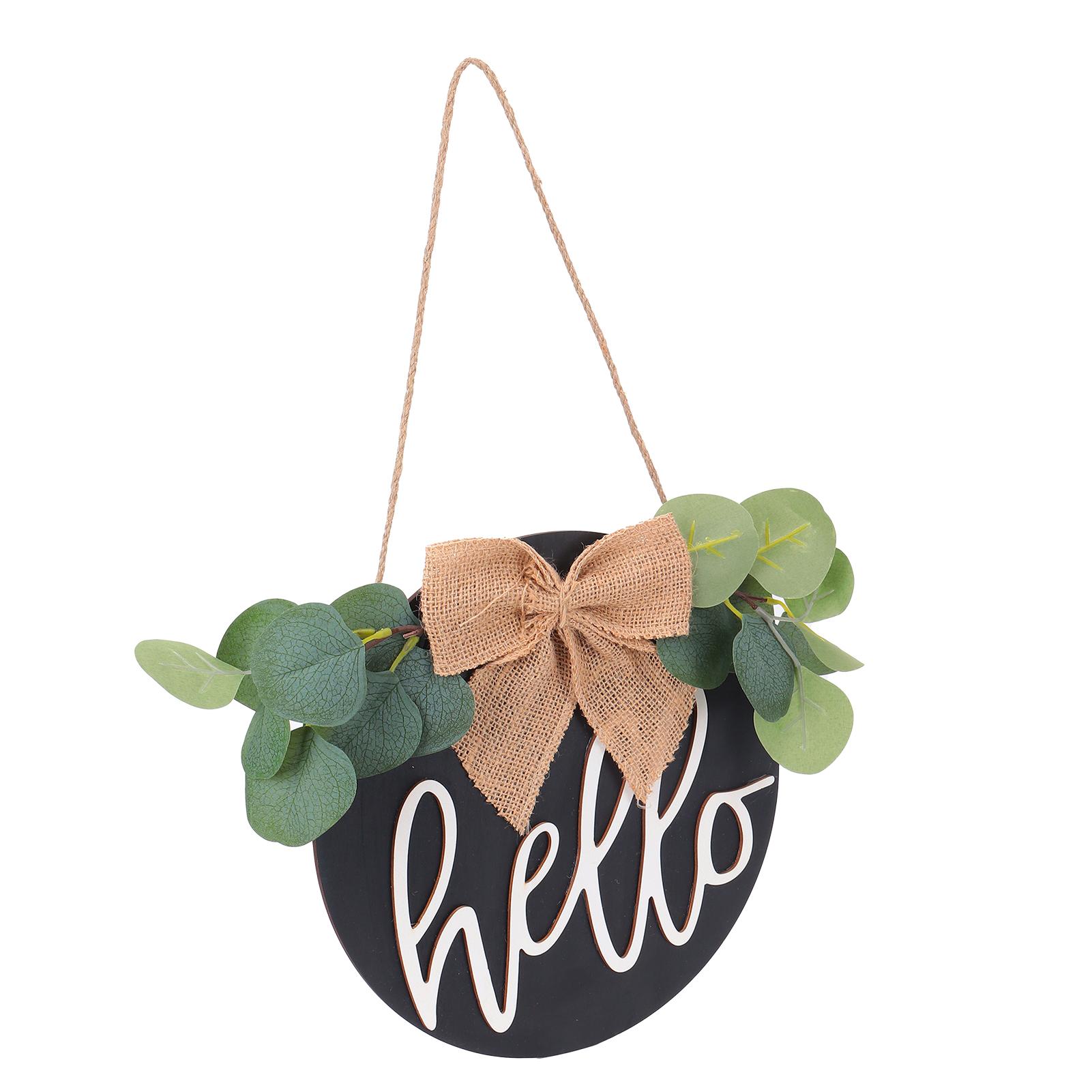 

Door Decor Hello Sign Rustic Wooden Outdoor Pendant for Daily Holiday Home Decoration