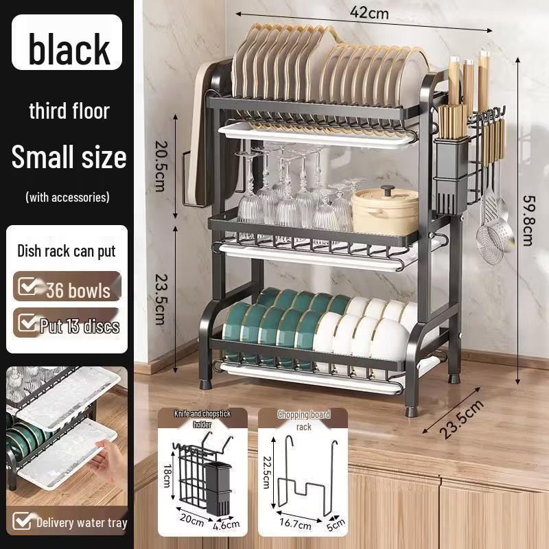 Multi-functional Kitchen Storage Rack - Thickened, Multi-layer Dish, Bowl & Plate Draining Rack
