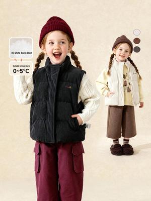 2025 Winter Kids' Thickened Corduroy Down Vest - Versatile and Warm for Boys and Girls