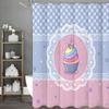 ~O~Powder Blue Lace Ice Cream Shower Curtain, Bathroom Decorative Shower Curtain, Waterproof Shower Curtain with Hooks