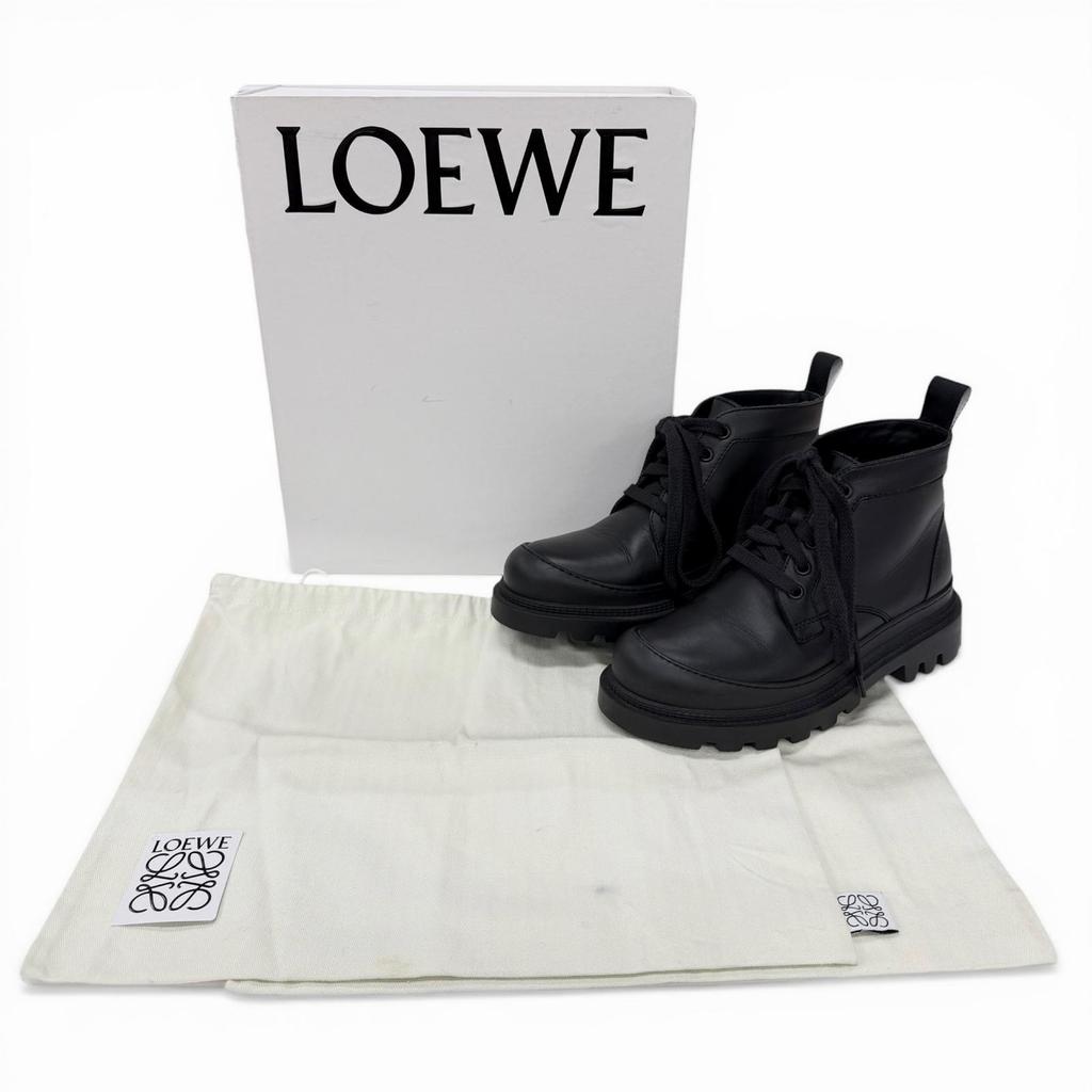 Great LOEWE short boots Mid-cut combat boots black leather Women 36 L815285X72 Used
