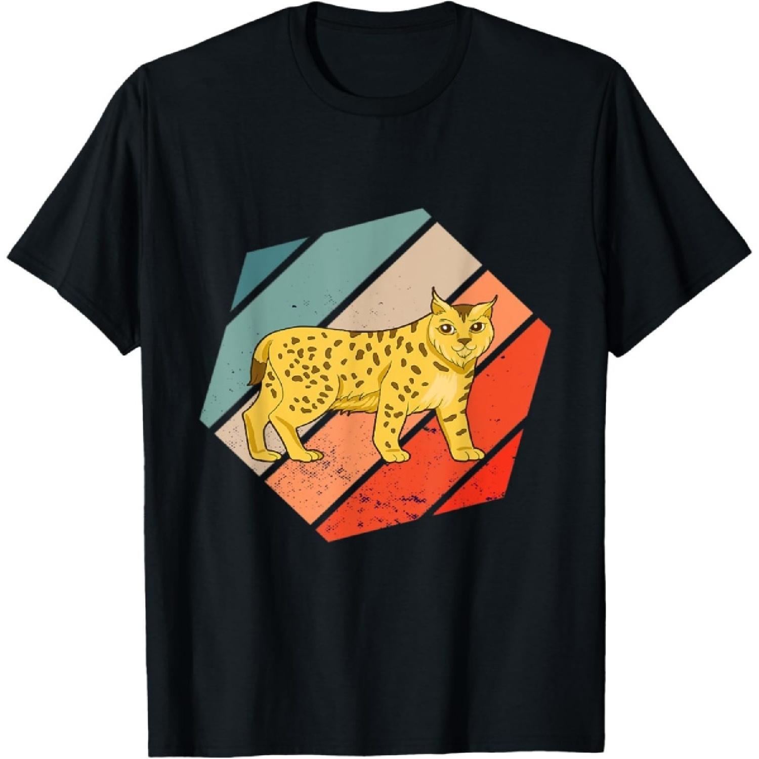 Каракал Кот Гекса Винтаж Ретро Каракал Рысь Любитель Шестиугольник Футболка S