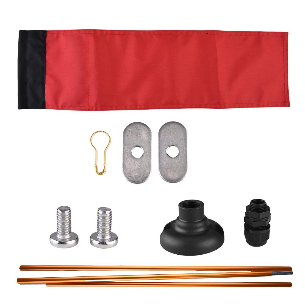 Large Kayak Safety Flag with Pole Storage Bag Screws and Track Mount Base High Visibility 20x5.6 Inch Kayak Flags for Safety