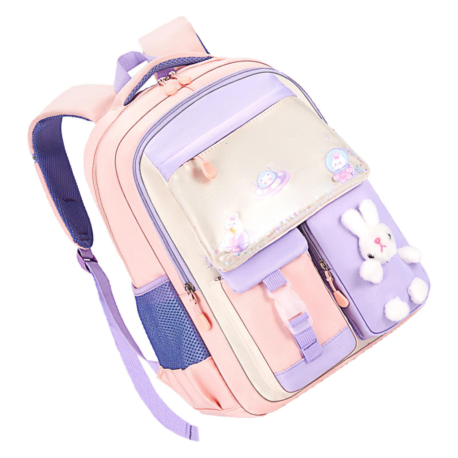 

Kids Backpack Soft Comfortable Multi Layer Large Capacity Oxford Fabric Girl Bunny Backpack for School Purple фіолетовий