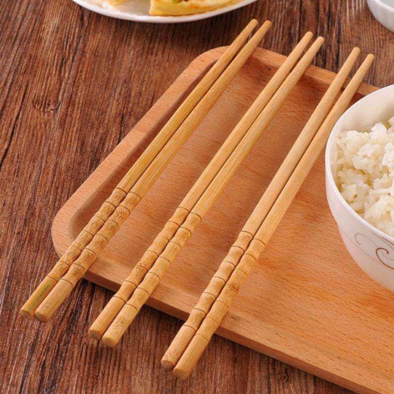10/50 Pair Natural Bamboo Wood Carbonization Chopsticks Reusable Bamboo Joint Chopstick Chopsticks Healthy Chinese Dinnerware