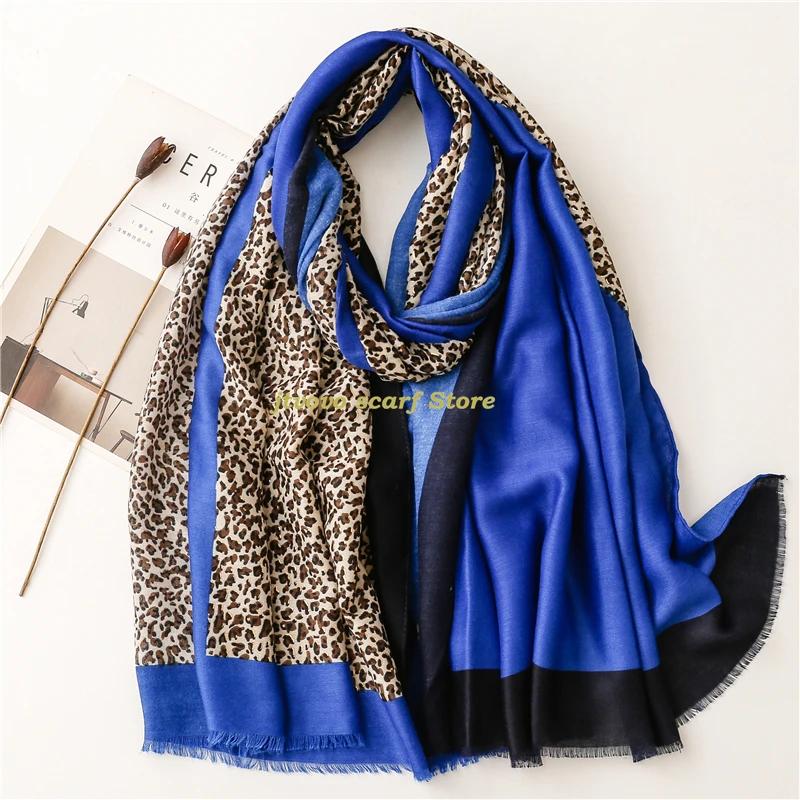 Soft Linen Cotton Scarf Shawls Women Luxury Premium Foulard Femme Long Spotted leopard print Tassel Scarfs Scarves Echarpe