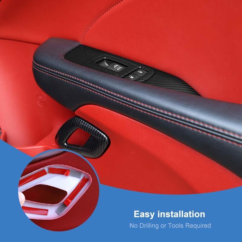 Door Interior Handle Window Lift Panel Decoration Protective Cover For Dodge Challenger 2015 Up Car Interior Accessories