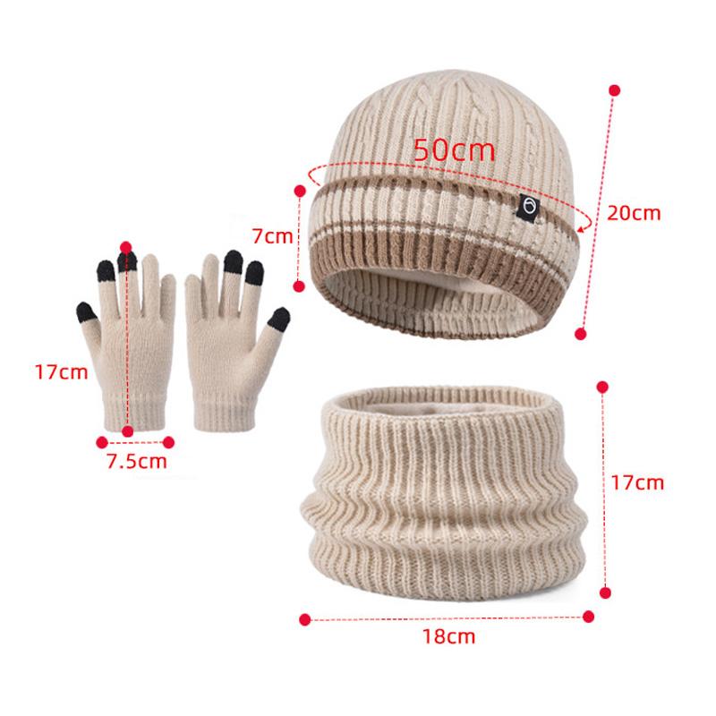 3Pcs Children Winter Hat Neck Warmer Gloves Set Fleece Lining Kids Beanie Scarf Suit Outdoor Child Cap for Girls Boys 4-10Y