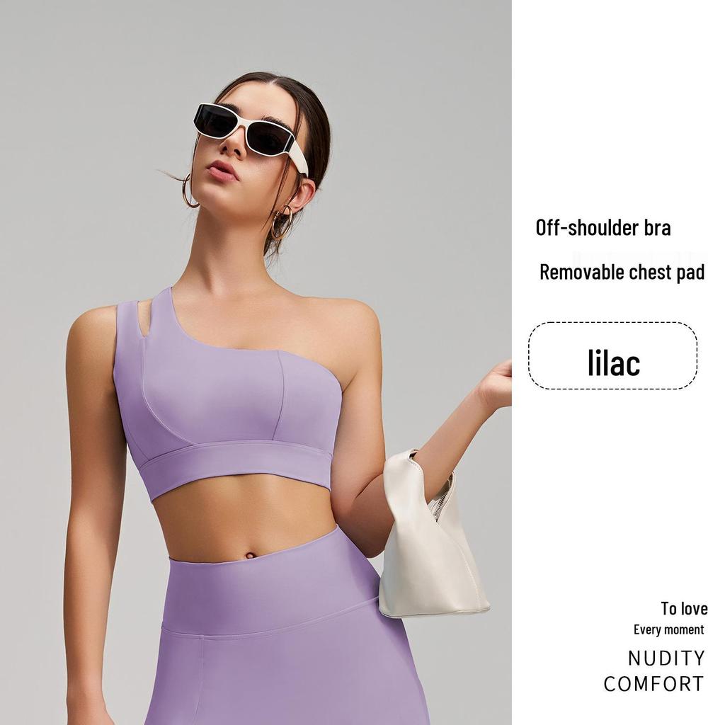 New Style Nude Feel One-Shoulder Yoga Set with High-Waisted Breathable Skirt for Tennis & Running
