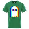 Funny Ghost Psychedelic Vaporwave Halloween Edm Music Fashion Brand Premium Round Neck Short Sleeve Solid Color Tshirt