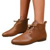 Women's Retro Pointed Toe Lace-Up Flat Ankle Boots, Soft Leather, Versatile Martin Style for Spring 2025.