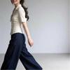 Women Striped Fitted Waist Short Sleeve Blazer Collar Casual Button Shirt