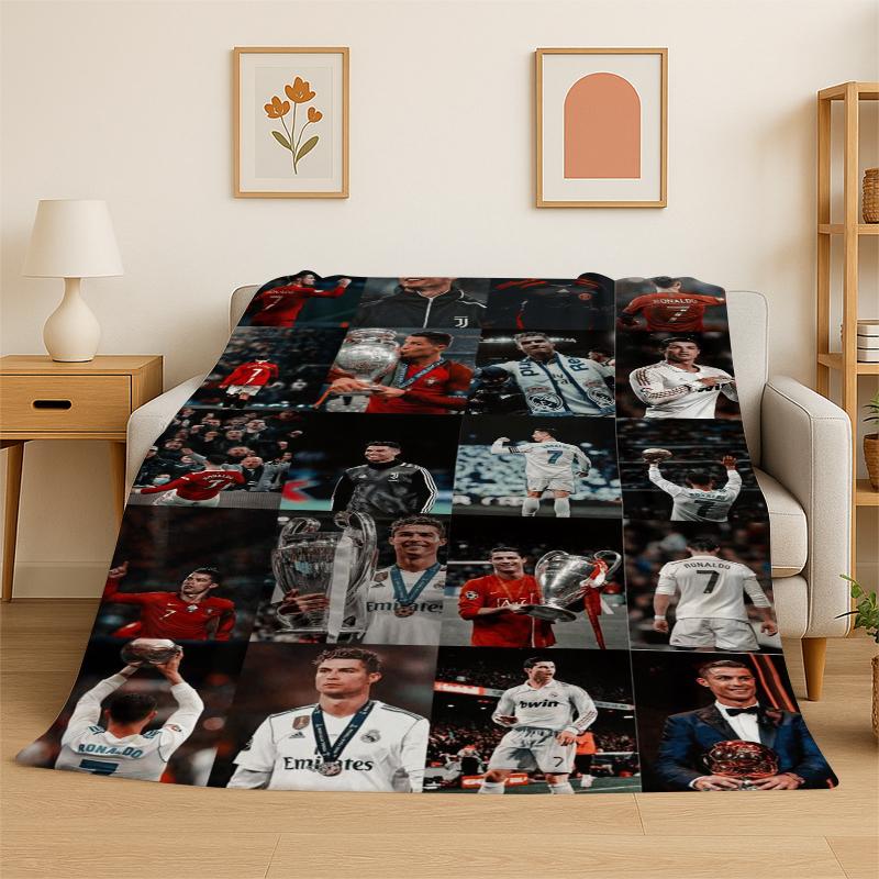 CR12 Goat R-Ronaldo Football Star Flannel Blanket Soft Warm Throw Blanket for Bedroom Living Room Bed Travel Camping Picnic Kid